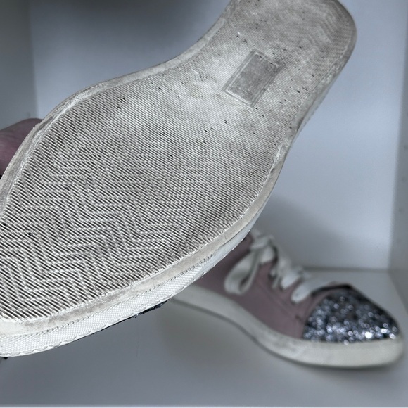 Boemos pinkish Tan Leather lace up Flats with glitter toe Size 39 Made in Italy - Picture 4 of 4